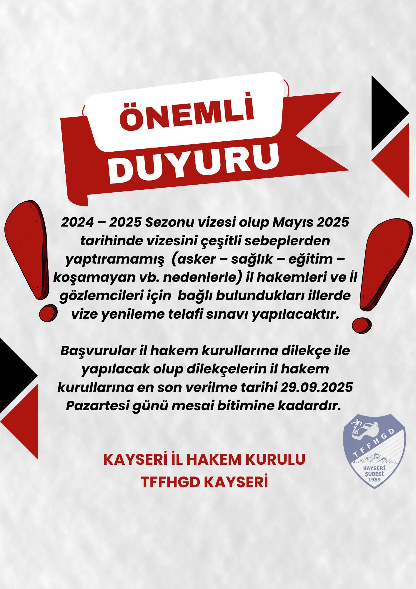 VİZE YENİLEME MAZERET SINAVLARI