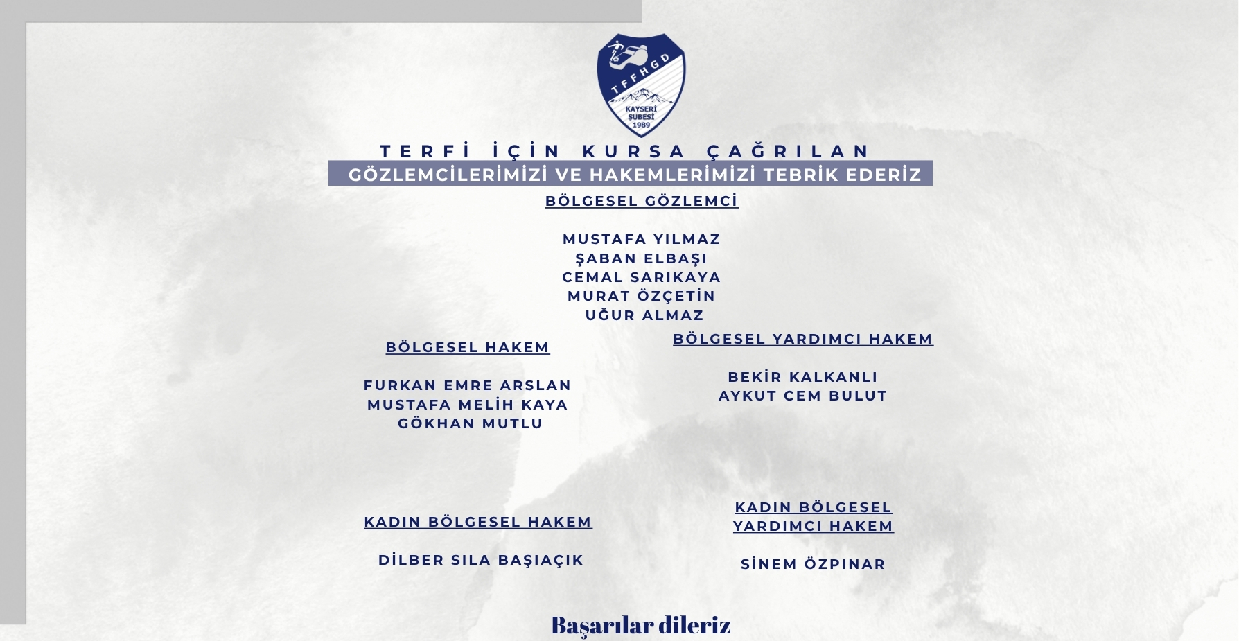 Bölgesel Klasmana Terfi Seminerine Davet